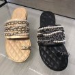 画像5: women's  pearl chain flat sandals 　パール&チェーン付きフラットサンダル　スリッパ 　 (5)