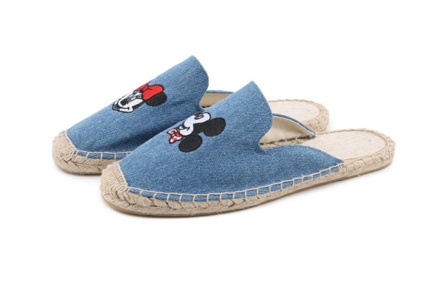 画像1: Women Mickey espadrilles flat sandals  slippers  slippers　ミッキーエスパドリーユフラットサンダル (1)