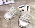 画像2: Women  Half sandals with pearls on tweed flip-flops slippers　　ツイード&パールエスパドリーユサンダルフラットサンダル 　 (2)