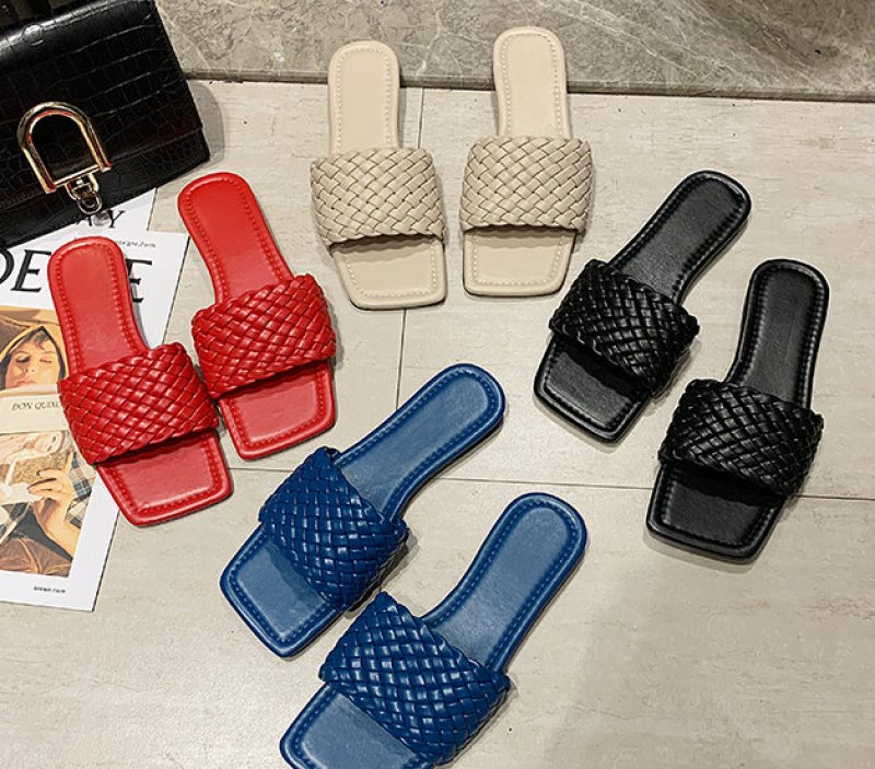 画像9: Women  Mesh square head flat sandals flip-flops  レザーメッシュフラットサンダル スリッパ                                                                               (9)