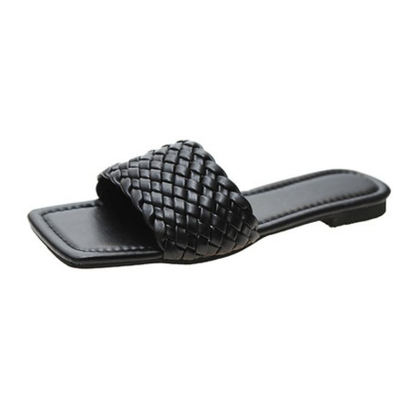 画像3: Women  Mesh square head flat sandals flip-flops  レザーメッシュフラットサンダル スリッパ                                                                               (3)