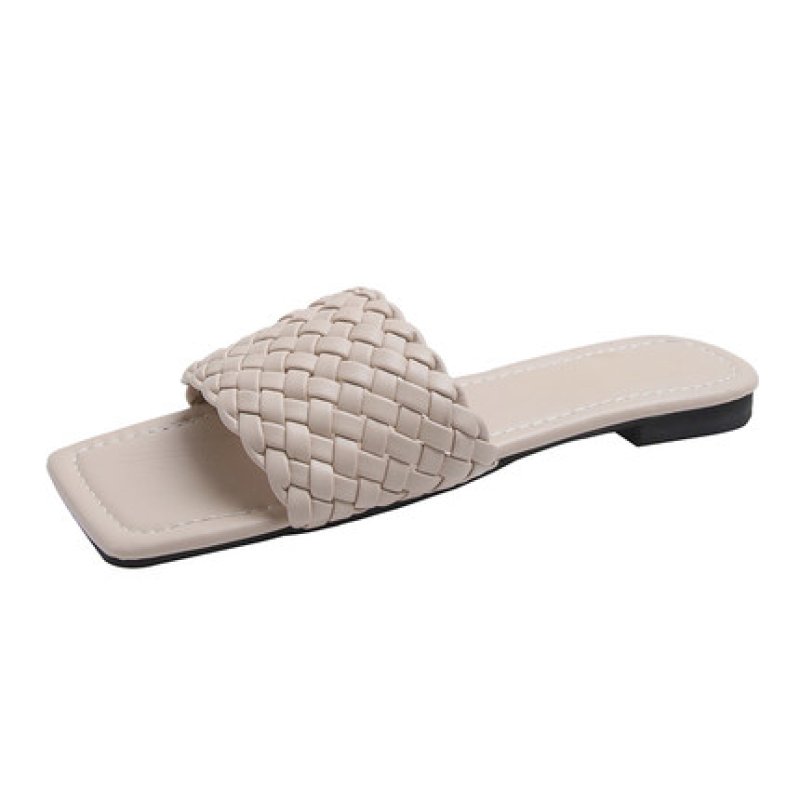 画像2: Women  Mesh square head flat sandals flip-flops  レザーメッシュフラットサンダル スリッパ                                                                               (2)