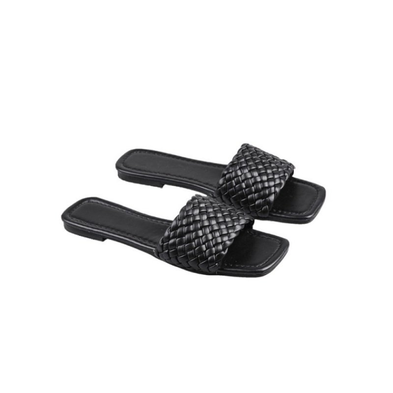 画像13: Women  Mesh square head flat sandals flip-flops  レザーメッシュフラットサンダル スリッパ                                                                               (13)