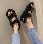 画像5: Women  Velcro flat  sports sandals bottom sponge cake thick bottom   　フラットベルクロサンダル シャワーサンダル　フリップフロップ　 (5)
