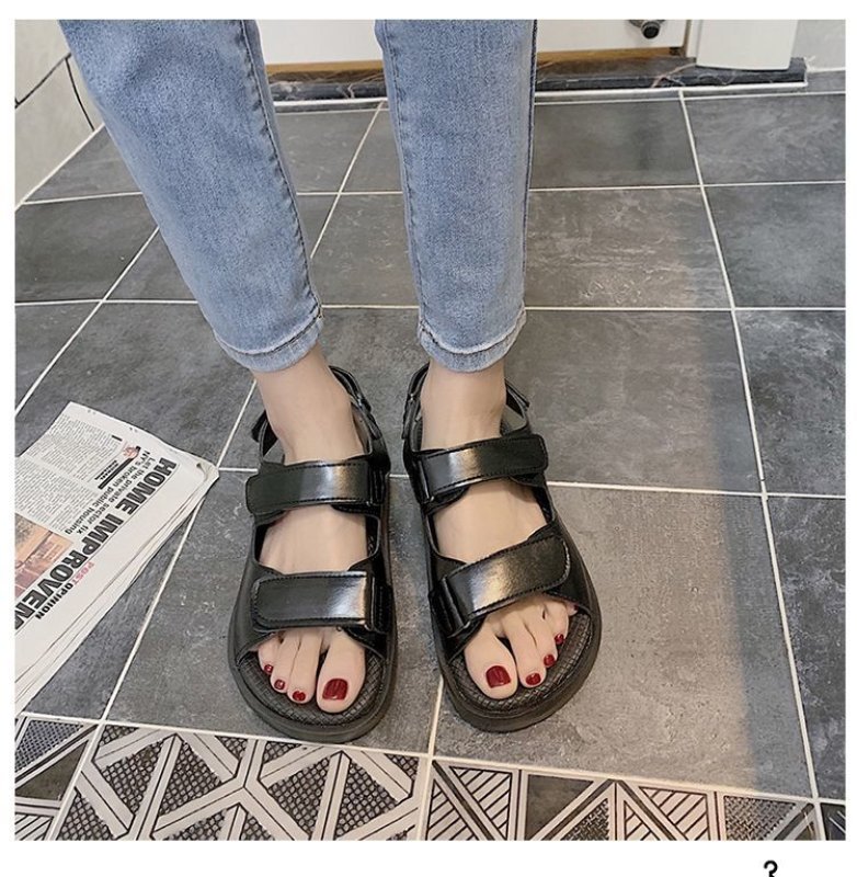 画像4: Women  Velcro flat  sports sandals bottom sponge cake thick bottom    フラットベルクロサンダル シャワーサンダル フリップフロップ  (4)