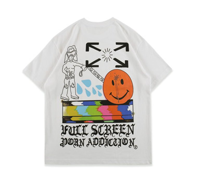 画像2: Numbering Back Smile Print Unisex Short Sleeve T-shirt    ナンバリング＆スマイルプリントユニセックス 男女兼用ラウンドネック半袖Tシャツ (2)