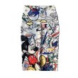 画像2: Women's Mickey graffiti print printed pencil tight skirt ミッキー グラフィックペイント タイト ペンシル 膝丈 スカート (2)