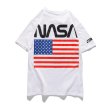画像1: NASA&the Stars and Stripes short-sleeved T-shirt   ユニセックス 男女兼用NASA&星条旗プリント半袖Tシャツ (1)