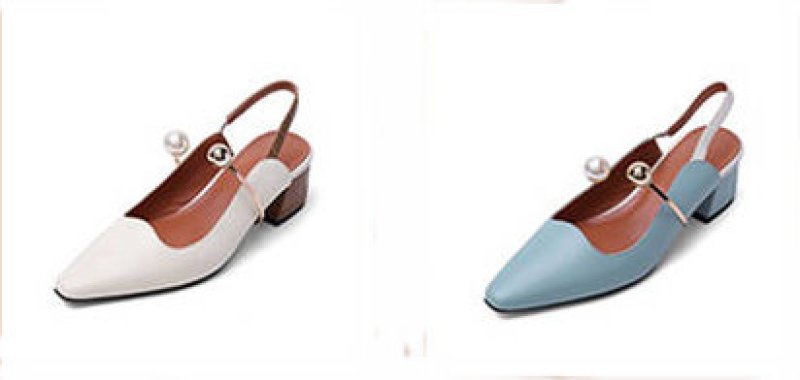 画像2: women's leather pearl square head thick heel mules sandals pumps   レザーパール付バックベルトパンプス　ミュール  (2)