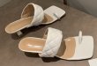 画像6: Women  fine heel Square head Quilted Sandals 　スクエアヘッドレザーキルティングヒールサンダル   (6)