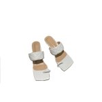画像10: Women  fine heel Square head Quilted Sandals 　スクエアヘッドレザーキルティングヒールサンダル   (10)