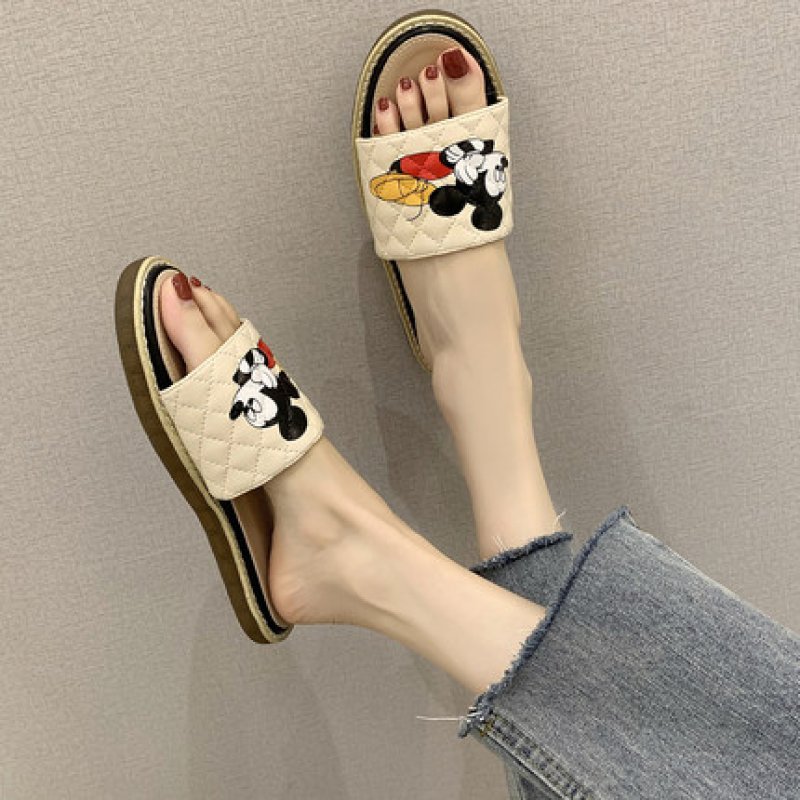 画像6: Women flat Mickey Mouse Quilted Sandals Slippers flip-flops  フラットミッキーキルティングサンダル  フリップフロップ  (6)