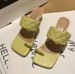 画像3: Women  fine heel Square head Quilted Sandals 　スクエアヘッドレザーキルティングヒールサンダル   (3)