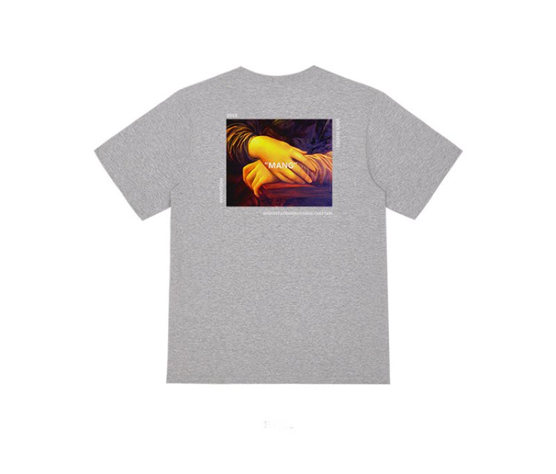 画像5:  oil painting Mona Lisa short sleeve T-shirt    ユニセックス 男女兼用モナリザプリント半袖Tシャツ (5)