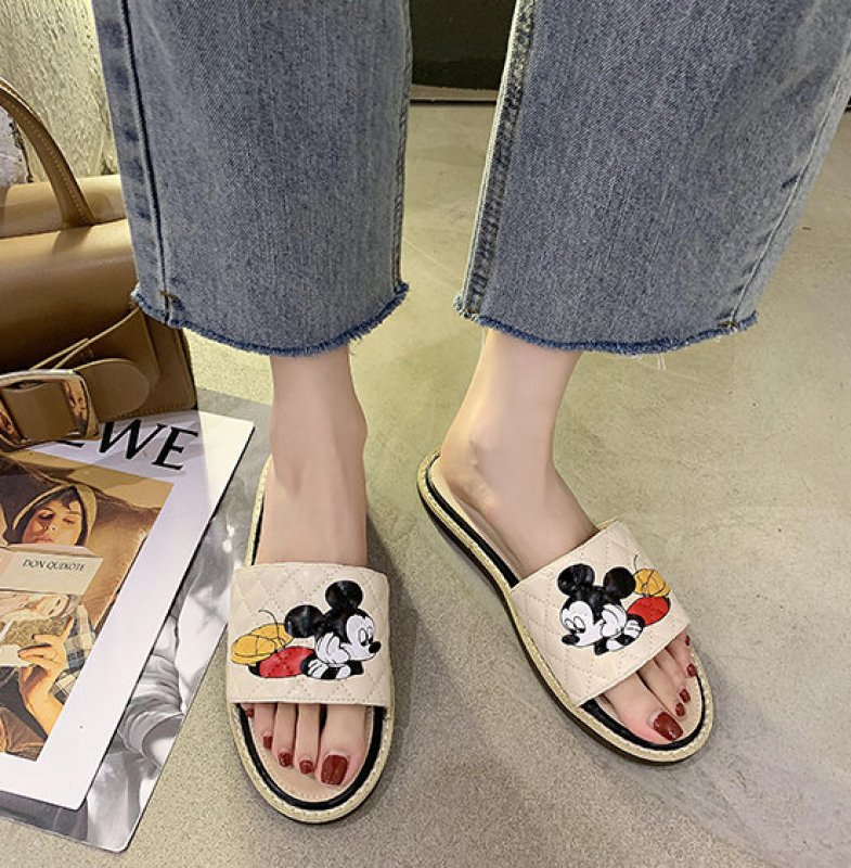 画像5: Women flat Mickey Mouse Quilted Sandals Slippers flip-flops  フラットミッキーキルティングサンダル  フリップフロップ  (5)