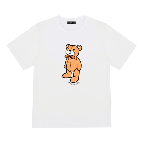 画像1: bear pattern loose short sleeve T-shirt    ユニセックス 男女兼用ベアー 熊プリント半袖Tシャツ (1)