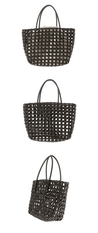 画像4: Super practical woven basket handbag tote bag   エコ編み込みメッシュトートかご籠バッグ (4)