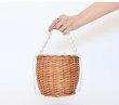画像4: Pearl handle small basket handbag tote bag　　　パール真珠ハンドルスモールトートかご籠バッグ (4)
