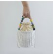 画像3: Pearl handle small basket handbag tote bag　　　パール真珠ハンドルスモールトートかご籠バッグ (3)
