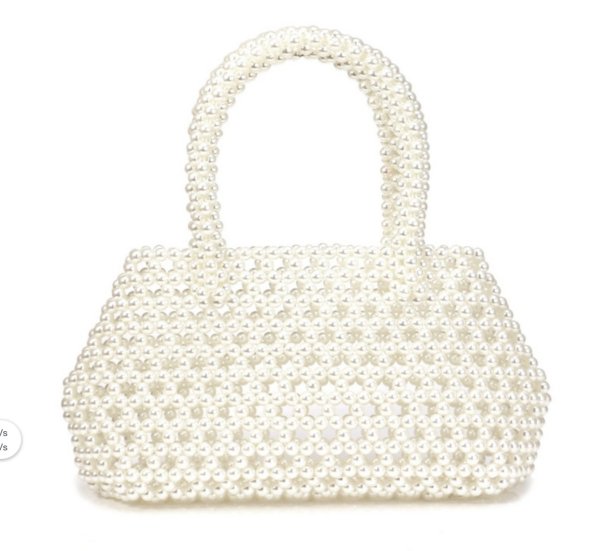 画像1: custom-made retro pearl woven tote bag　　　カスタムメイドレトロパール真珠トートバッグ (1)