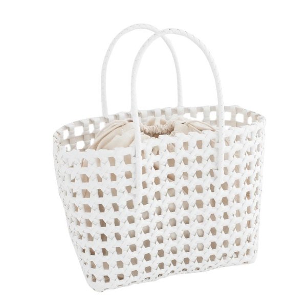 画像3: Super practical woven basket handbag tote bag　　　エコ編み込みメッシュトートかご籠バッグ (3)