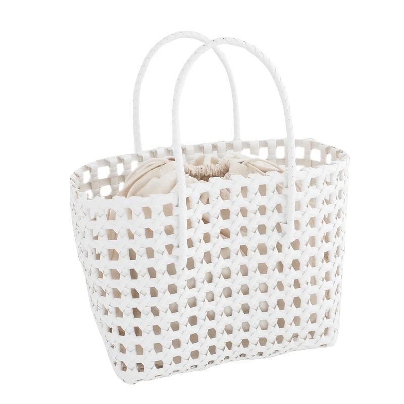 画像3: Super practical woven basket handbag tote bag   エコ編み込みメッシュトートかご籠バッグ (3)