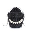 画像1: Pearl handle small basket handbag tote bag　　　パール真珠ハンドルスモールトートかご籠バッグ (1)