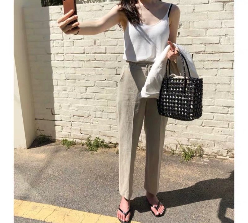 画像8: Super practical woven basket handbag tote bag   エコ編み込みメッシュトートかご籠バッグ (8)