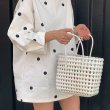 画像6: Super practical woven basket handbag tote bag　　　エコ編み込みメッシュトートかご籠バッグ (6)