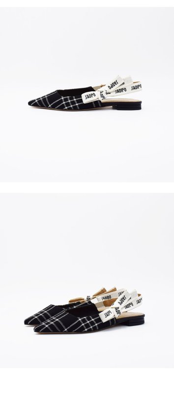 画像3: women's pointed toe flat bottom with sandals mules  pump smesh yarn  ストームポイントメッシュ バックベルトパンプス　ミュール  (3)