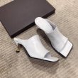 画像4: Women square head middle-heeled leather Roman sandals and slippers    ミドルヒールオープントゥスクエアレザーサンダル　スリッパ  (4)