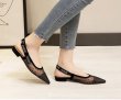 画像9: women's pointed toe flat bottom with sandals mules  pump smesh yarn  ストームポイントメッシュ バックベルトパンプス　ミュール  (9)