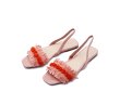 画像4: Women  tassel decorated flat sandals  　本革レザータッセルスクエアヘッドオープントゥフラットサンダル (4)