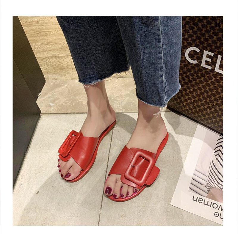 画像7: Women flat bottom Roman sandals leather sandals and slippers フラットローマンベルトサンダル　スリッパ  (7)