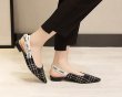 画像8: women's pointed toe flat bottom with sandals mules  pump smesh yarn  ストームポイントメッシュ バックベルトパンプス　ミュール  (8)