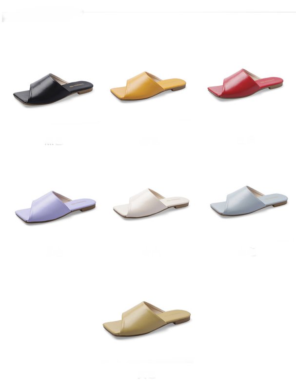 画像8: Women flat bottom open-toe square scalp leather sandals and slipper  フラットオープントゥスクエアサンダル　スリッパ  (8)