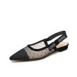 画像4: women's pointed toe flat bottom with sandals mules  pump smesh yarn  ストームポイントメッシュ バックベルトパンプス　ミュール  (4)