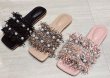 画像5: Women Pearl & Tweed Flat Sandals Slippers　パール＆ツイードフラットオープントゥサンダル　スリッパ  (5)