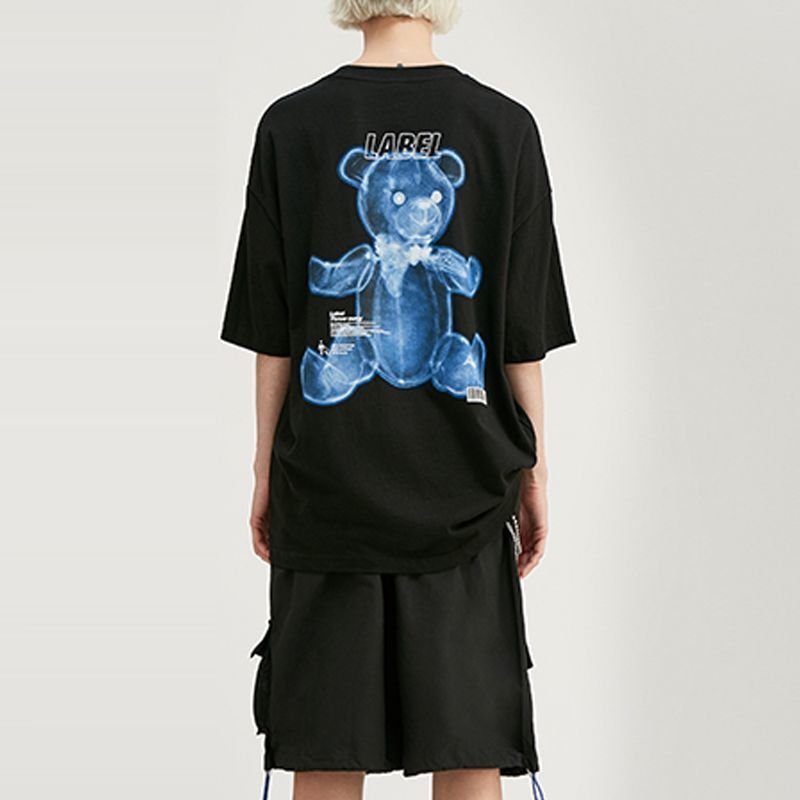 画像6: Unisex men's men and women funny bear letter printing loose short sleeve  T-shirt ユニセックス男女兼用ファニーベアープリントTシャツ (6)