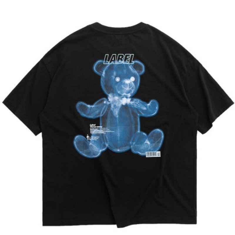画像3: Unisex men's men and women funny bear letter printing loose short sleeve  T-shirt ユニセックス男女兼用ファニーベアープリントTシャツ (3)