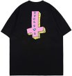 画像1:  pink cross print short sleeve T-shirt  オーバーサイズ ユニセックス 男女兼用ピンククロスプリントTシャツ (1)