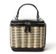 画像1: Woman’s grass woven rattan bag woven portable  box small square messenger bag   ポータブルボックス型ハンドバック　斜め掛け (1)