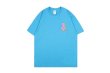 画像4:  pink cross print short sleeve T-shirt  オーバーサイズ ユニセックス 男女兼用ピンククロスプリントTシャツ (4)