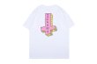 画像3:  pink cross print short sleeve T-shirt  オーバーサイズ ユニセックス 男女兼用ピンククロスプリントTシャツ (3)