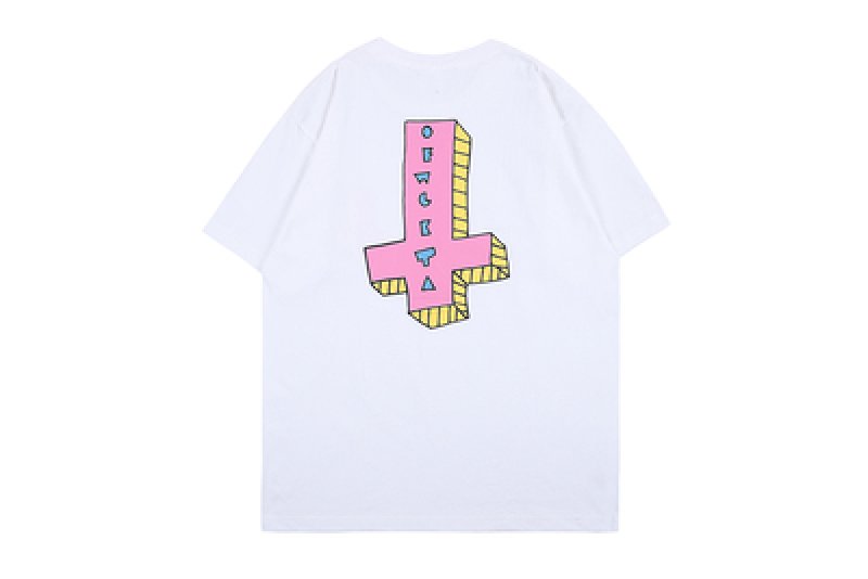 画像3:  pink cross print short sleeve T-shirt  オーバーサイズ ユニセックス 男女兼用ピンククロスプリントTシャツ (3)