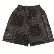 画像1: Unisex Men's  paisley bandana pattern half shorts pantsユニセックス 男女兼用ペイズリーバンダナ柄ハーフショートパンツ (1)