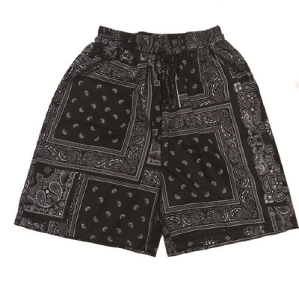 画像1: Unisex Men's  paisley bandana pattern half shorts pantsユニセックス 男女兼用ペイズリーバンダナ柄ハーフショートパンツ (1)