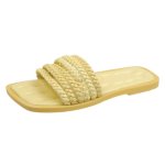 画像2: Women  open toe  candy color woven square head flat slippers  sandals 　フラットレザー編みキャンディーカラーサンダル スリッパ　ミュール　 (2)