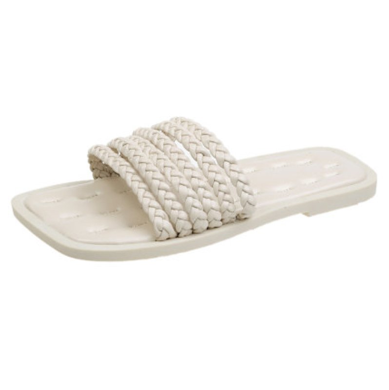 画像4: Women  open toe  candy color woven square head flat slippers  sandals 　フラットレザー編みキャンディーカラーサンダル スリッパ　ミュール　 (4)