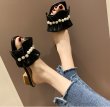 画像4: Women’ｓSandals with pearls on frills　レザーフリル＆パールサンダル スリッパ　ミュール　 (4)